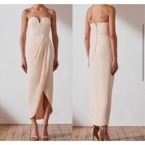 NWT Shona Joy Nude U Wire Bustier Draped Strapless Tulip Hem Maxi Dress Size 4
